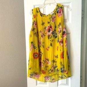 AVA &VIV women’s sleeveless yellow blouse with floral print